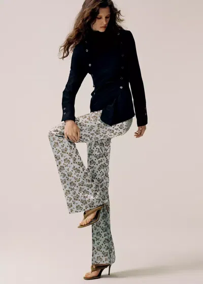 Mango Pantalon Satiné Jacquard In Multi