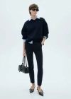 Mango Crop Skinny Trousers Dark Navy In Bleu Marine Foncé