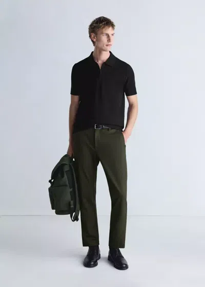 Mango Pantalon Slim Fit Comfort Thermolite In Vert Foncé