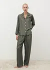 Mango Pantalon Soie Vert Forêt - Femme - L -