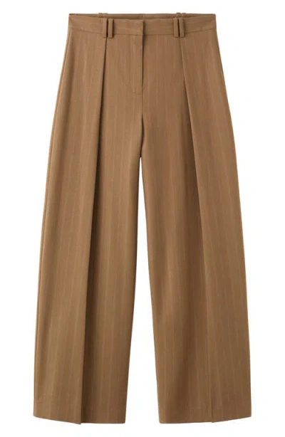Mango Pantalon Systeck Pleated Wide Leg Pants In Brown