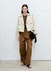 Mango Wideleg Trousers In Cotton And Lyocell Blend Tobacco Brown In Tobacco Brown