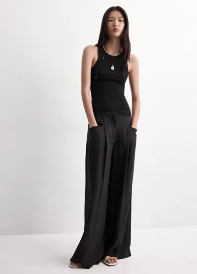 Mango Pantalon Wideleg Pinces In Black