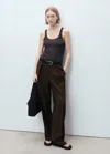 Mango Wideleg Pleated Trousers Chocolate In Chocolate