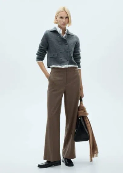 Mango Pantalon Wideleg Rayures Tennis Bleu - Femme - 44 -