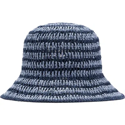 Mango Paper Straw Crochet Bucket Hat In Blue