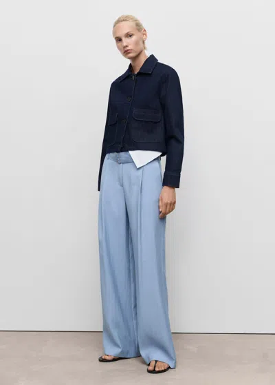 Mango Pantalon Paperbag Ceinture Bleu Ciel - Femme - 40 -  In Blue