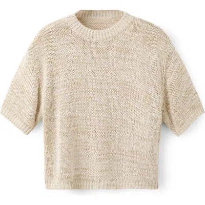 Mango Paquita Speckled Knit Cotton Blend Sweater In Neutral
