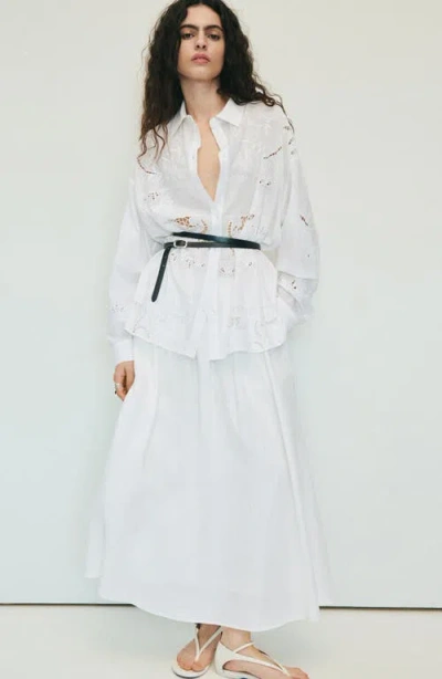 Mango Para Guipure Lace Cotton Button-up Shirt