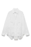 Mango Para Guipure Lace Cotton Button-up Shirt In White