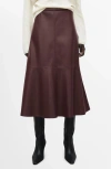 Mango Paris Faux Leather A-line Midi Skirt In Burgundy