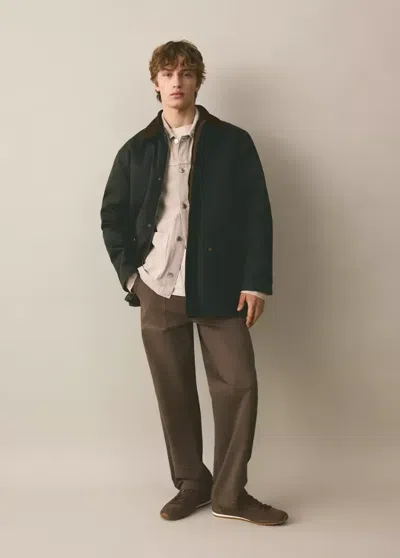 Mango Parka Col Contrasté In Brown