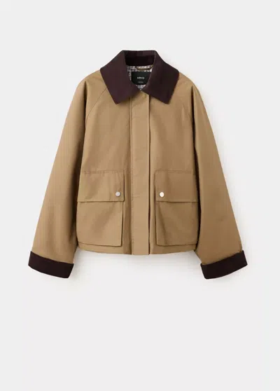 Mango Parka Coton En Velours Côtelé In Beige