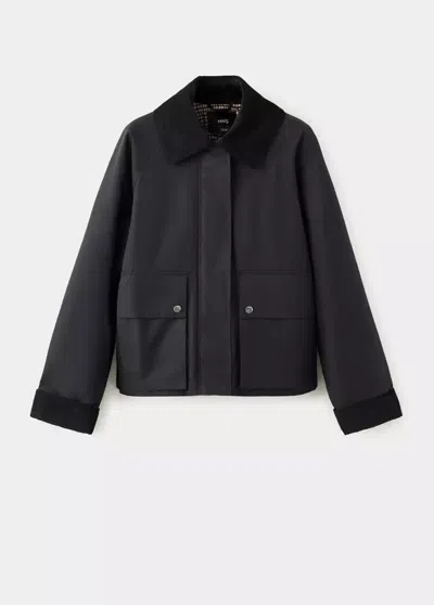 Mango Parka Coton En Velours Côtelé In Noir