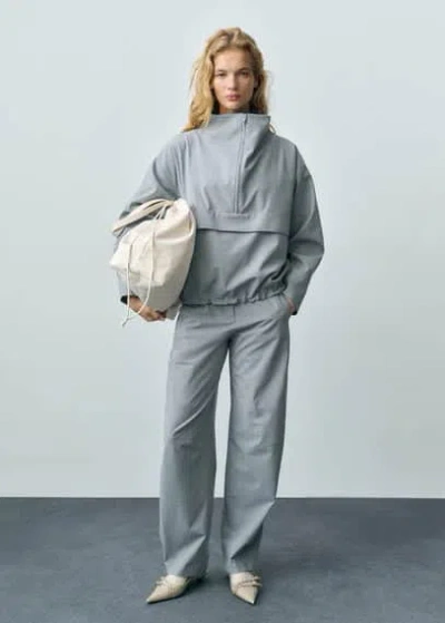 Mango Oversized Parka With Zip Grey In Gris