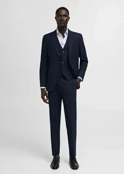 Mango Slim-fit Twill Pinstripe Suit Shirt Blue In Bleu