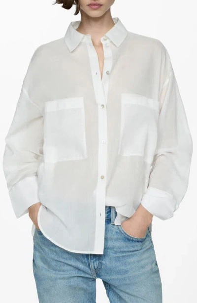 Mango Patch Pocket Button-up Shirt In White