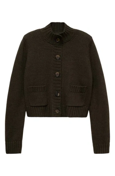 Mango Patch Pocket Cardigan In Green