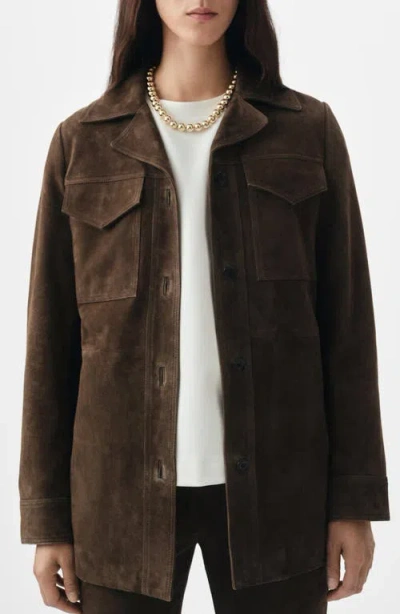 Mango Patch Pocket Goatskin Suede Jacket In Multi
