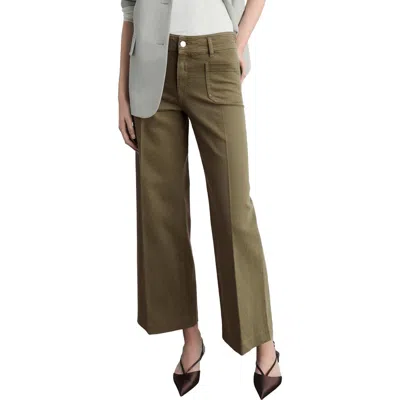 Mango Patch Pocket High Waist Wide Leg Jeans In Khaki