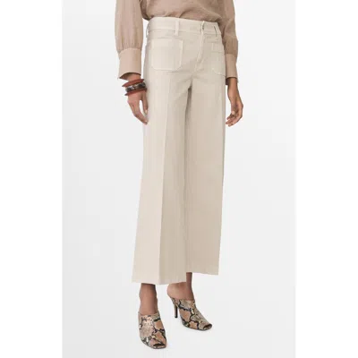 Mango Patch Pocket High Waist Wide Leg Jeans In Sand