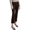 Mango Patch Pocket Raw Hem Crop Flare Jeans In Chocolate