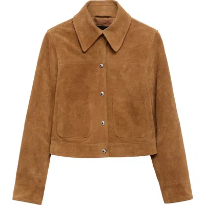 Mango Patch Pocket Suede Jacket In Brown