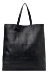 Mango Patchwork Leather Shopper Bag In Black
