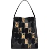 Mango Patchwork Leather Shoulder Bag In Black