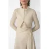 Mango Layered Rib Zip Sweater In Sand