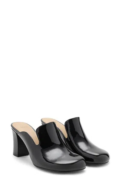 Mango Patent Heeled Mule In Black