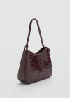 Mango Patent Leather Effect Coconut Bag Burgundy