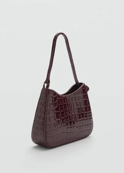 Mango Patent Leather Effect Coconut Bag Burgundy