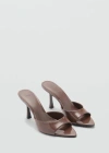 Mango Patent Leather Effect Heeled Sandal Chocolate