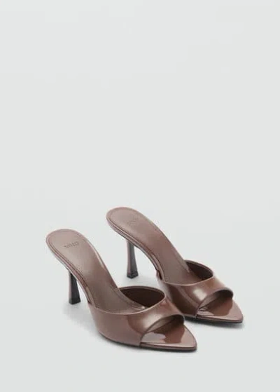 Mango Patent Leather Effect Heeled Sandal Chocolate