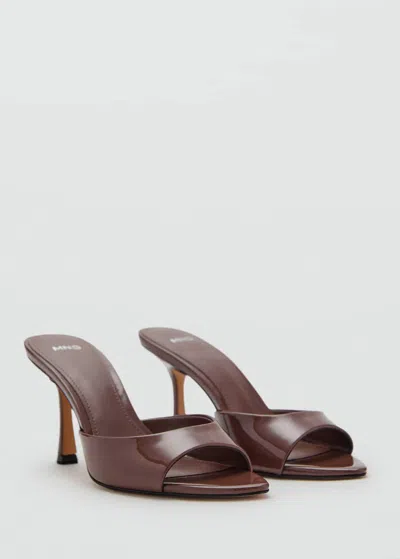 Mango Patent Leather Effect Heeled Sandal Chocolate