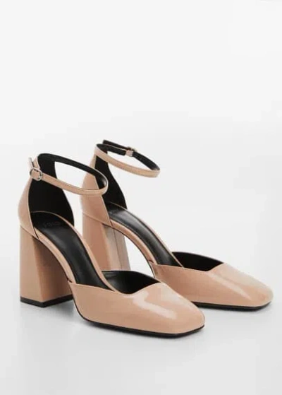 Mango Patent Leather-effect Heeled Shoes Nude In Lt-pastel