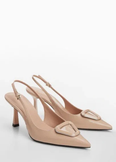 Mango Patent Leather-effect Slingback Shoes Nude In Lt-pastel