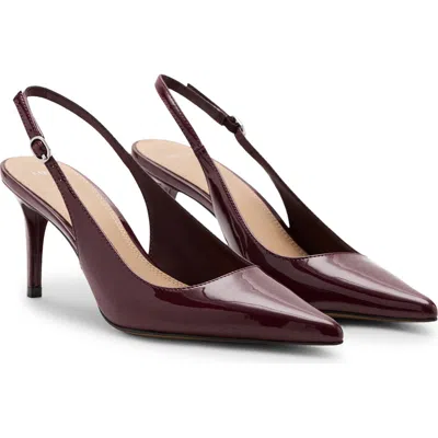 Mango Patent Leather Pointed Toe Slingback Pump In Burgundy