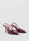 Mango Patent Leather Slingback-heeled Shoes Burgundy