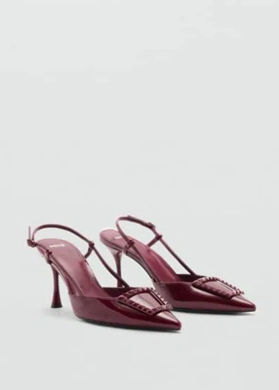 Mango Patent Leather Slingback-heeled Shoes Burgundy In Bordeaux