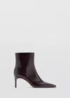 Mango Patent-effect Pointed-toe Ankle Boot In Burgundy