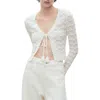 Mango Patri Open Stitch Cardigan In White
