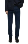 Mango Patrick Slim Fit Ultra Soft Touch Stretch Denim Jeans In Dark Blue
