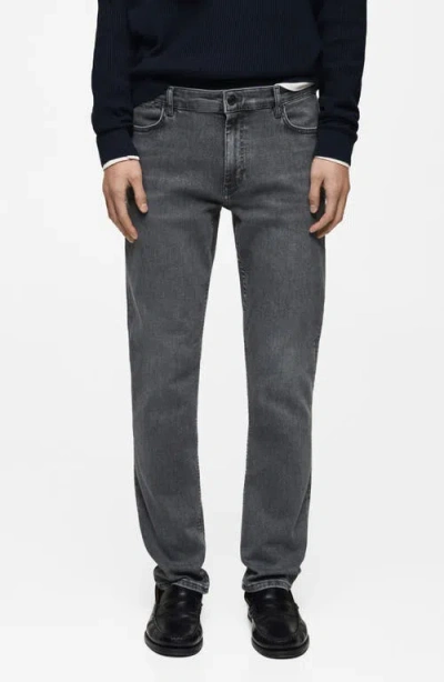 Mango 100% Wool Medium-knit Sweater Dark Heather Grey In Gris Chiné Foncé