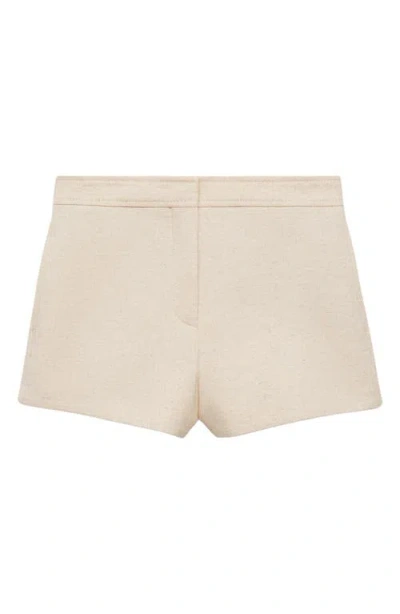 Mango Patrizia Cotton Blend Flat Front Shorts In Light,pastel Grey