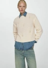 Mango Pearl Chunky-knit Sweater Ecru In Écru