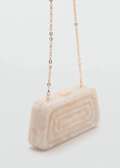 Mango Pearl-effect Clutch Bag Ivory White
