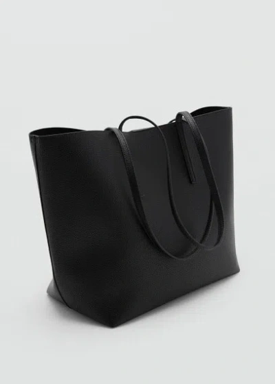 Mango Pebbled Effect Shopper Bag Black