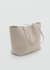 Mango Pebbled Effect Shopper Bag Ecru